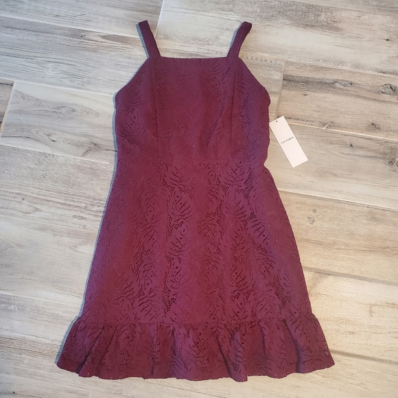 Zac Posen Burgundy Leaf Lace Sleeveless Party Dress Youth Girls Size 14 NWT - Picture 1 of 7